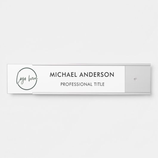 Custom Professional, Modern Zwart Wit Logo, Naam Deurbordje (Voorkant)