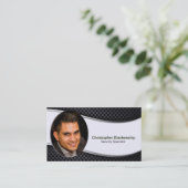 Custom Professional Security Black White Visitekaartje (Staand voorkant)