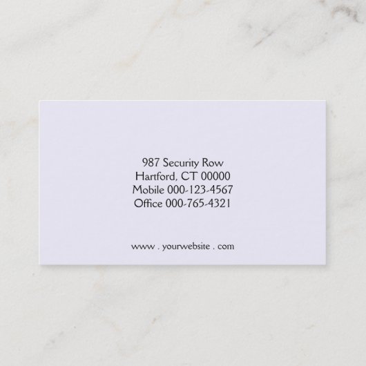 Custom Professional Security Black White Visitekaartje (Achterkant)