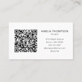 Custom Professional Therapist Logo White QR Code Visitekaartje (Achterkant)