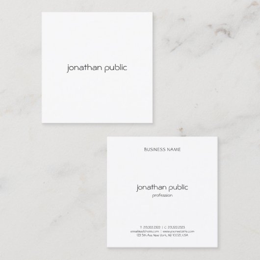 Custom Professioneel Modern Minimalistisch Elegant Vierkante Visitekaartje (Voorkant / Achterkant)