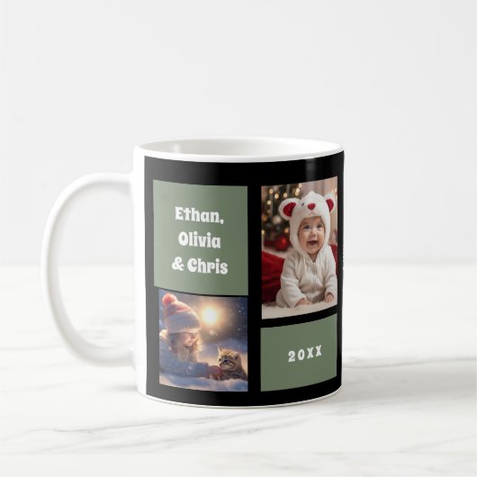 Custom Professionele Grampy Opa 4 Fotocollage Koffiemok (Links)