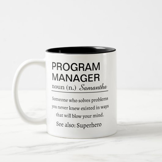 Custom Program Manager Definition Tweekleurige Koffiemok (Links)