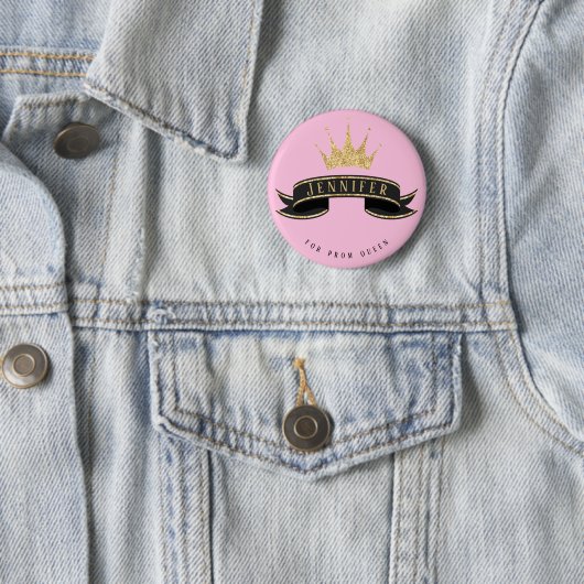 Custom Prom Queen Roze Button (In situ)