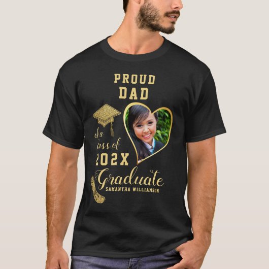 Custom Proud Dad van een klasse van 2025 Afstudere T-shirt (Voorkant)