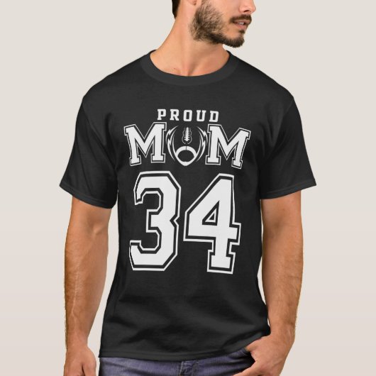Custom Proud Football Mam Number 34 Personalized F T-shirt (Voorkant)