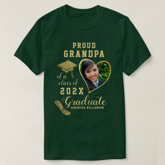 Custom Proud Opa van een Klasse van 2025 Afstudere T-shirt (Design voorkant)