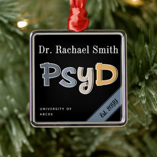Custom PsyD Doctor of Psychology Graduation Chic Metalen Ornament (Boom)
