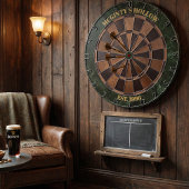 Custom Pub Name Green Marble & Espresso Dartbord