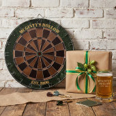 Custom Pub Name Green Marble & Espresso Dartbord