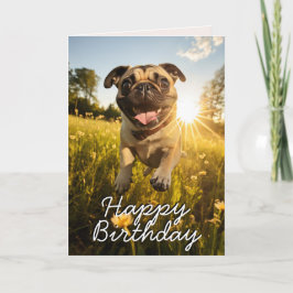 Custom Pug Happy Birthday Kaart