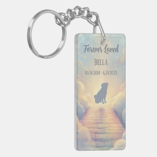 Custom Pug Memorial Acrylic Keychain with QR (Voorkant Links)