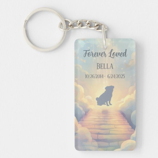 Custom Pug Memorial Acrylic Keychain with QR (Voorkant)