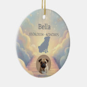 Custom Pug Memorial Ornament – Blue Rainbow Bridge (Rechts)