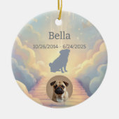 Custom Pug Memorial Ornament – Blue Rainbow Bridge (Voorkant)
