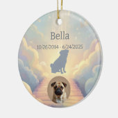 Custom Pug Memorial Ornament – Blue Rainbow Bridge (Links)
