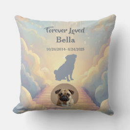 Custom Pug Memorial Pillow – Blue Rainbow Bridge Kussen