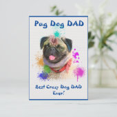 Custom Pug Pap Dog Beste Gek Hond Papa Digitaal Bedankkaart (Staand voorkant)