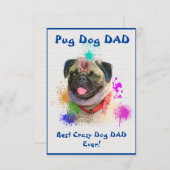Custom Pug Pap Dog Beste Gek Hond Papa Digitaal Bedankkaart (Voorkant / Achterkant)