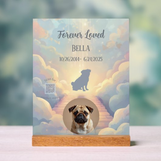 Custom Pug Rainbow Bridge Acrylic Plaque Acryl Bord (Neutraal)