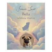 Custom Pug Rainbow Bridge Memorial Poster – Blue (Voorkant)