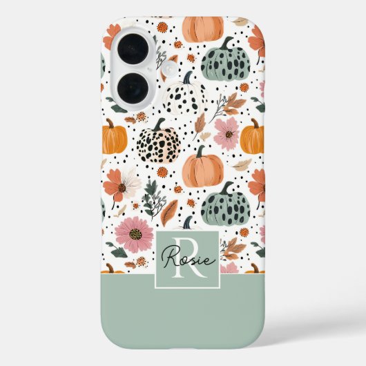 Custom Pumpkin and Flowers Fall Pattern  Case-Mate iPhone Case (Achterkant)
