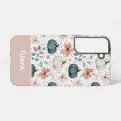 Custom Pumpkin and Flowers pattern  Samsung Galaxy Hoesje (Achterkant horizontaal)