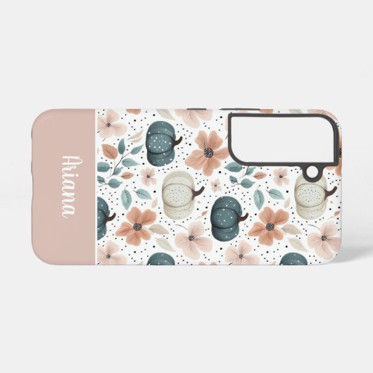 Custom Pumpkin and Flowers pattern Samsung Galaxy Hoesje (Achterkant horizontaal)