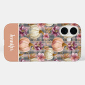 Custom Pumpkin and Flowers plaid pattern Case-Mate iPhone Case (Achterkant (horizontaal))