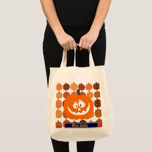 Custom Pumpkin Halloween Canvas tas (Voorkant (product))
