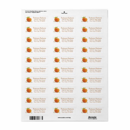 Custom Pumpkin Happy Thanksgiving Etiket (Full Sheet)