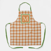 Custom Pumpkin Herfst Oranje Green Ivory Gingham Schort (Voorkant)