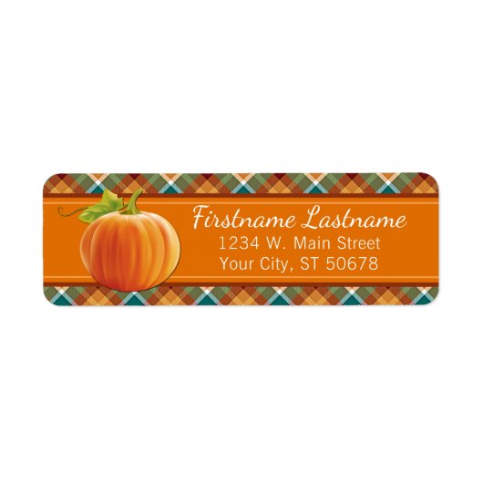 Custom Pumpkin Oranje Autumn Pset Squares Pattern Etiket (Voorkant)