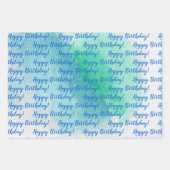 Custom Punch Hole Foto Blauwe Stippen op Groen Inpakpapier Vel (Voorkant 3)