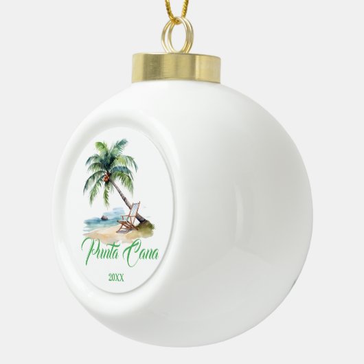Custom Punta Cana Beach  Keramische Bal Ornament (Rechts)
