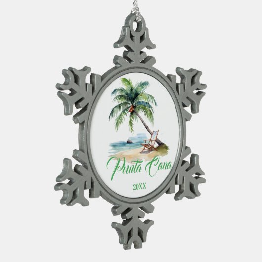 Custom Punta Cana Beach  Tin Sneeuwvlok Ornament (Links)