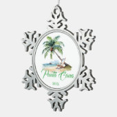Custom Punta Cana Beach  Tin Sneeuwvlok Ornament (Rechts)