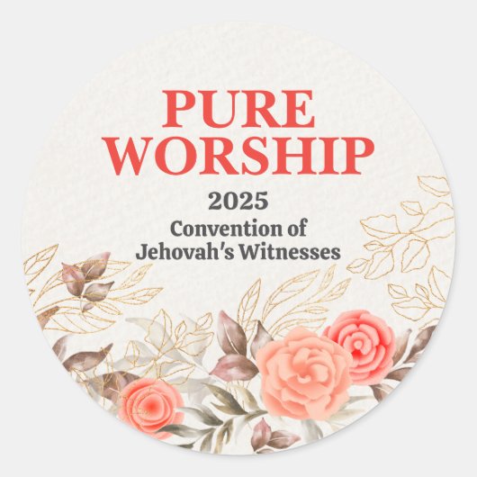 Custom Pure Worship JW 2025 Conventie Ronde Sticker (Voorkant)