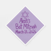Custom Purple Bat Mitzvah Paper Napkin Servet (Hoek)
