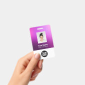 Custom Purple Employee Photo, Bar Code, Logo, Name Badge (Handheld)