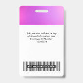 Custom Purple Employee Photo, Bar Code, Logo, Name Badge (Achterkant)
