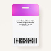 Custom Purple Employee Photo, Bar Code, Logo, Name Badge (Achterkant)