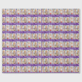 Custom Purple Happy Birthday Photo Collage Cadeaupapier (Vlak)