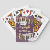 Custom Purple Scrapbook Birthday Photo Collage Pokerkaarten (Achterkant)