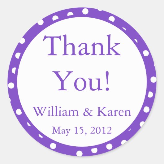 Custom Purple Thank You Stickers and Favor Labels (Voorkant)