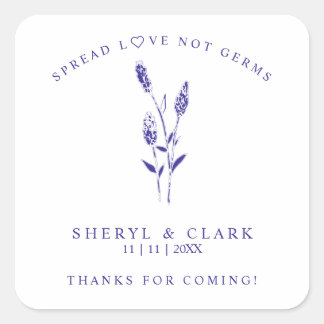 Custom Purple Wildflowers Wedding Hand Sanitizer Vierkante Sticker