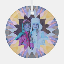 Custom Purple Yellow Christmas Star Photo Gift Glas Ornament