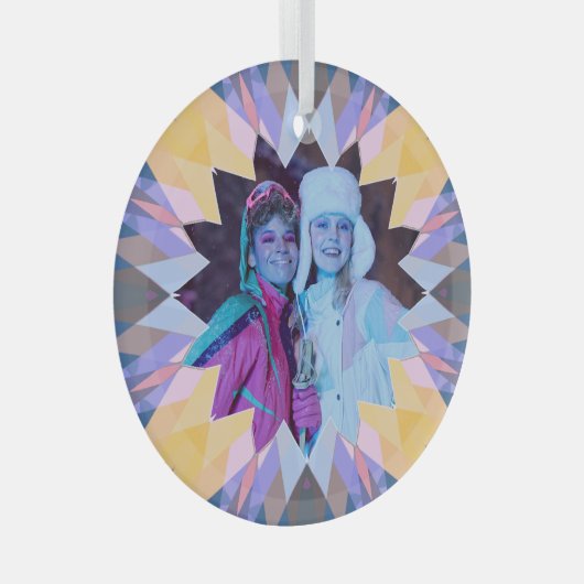 Custom Purple Yellow Christmas Star Photo Gift Glas Ornament (Voorkant Rechts)