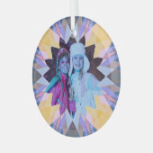 Custom Purple Yellow Christmas Star Photo Gift Glas Ornament (Voorkant links)