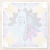 Custom Purple Yellow Christmas Star Photo Gift Glazen Onderzetter (Achterkant)